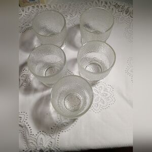 Indiana Glass Crystal Ice Tree Bark Old Fashion Glass Set of 5